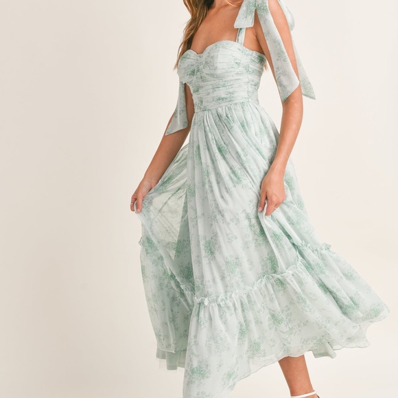 MABLE Light Green Floral Maxi Dress - Picture 2 of 11